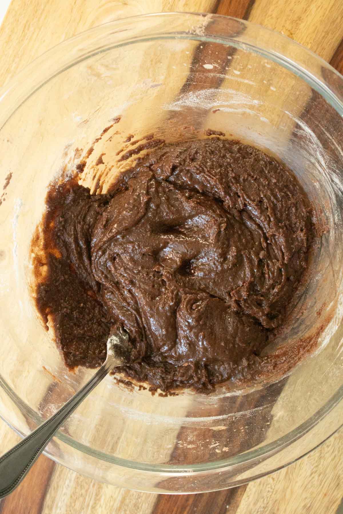 chocolate cookie batter before adding hazelnuts and chocolate chips