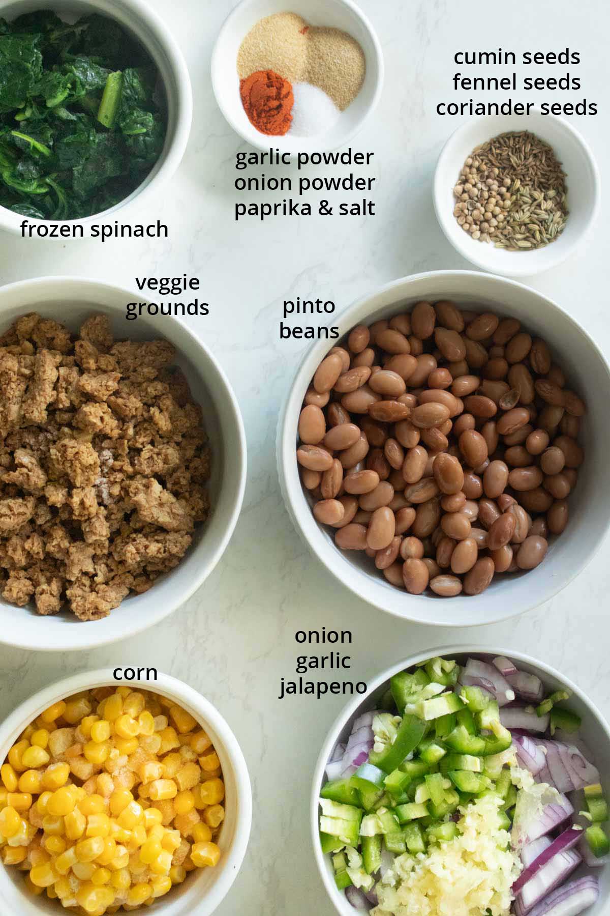 pinto bean curry ingredients on the kitchen counter