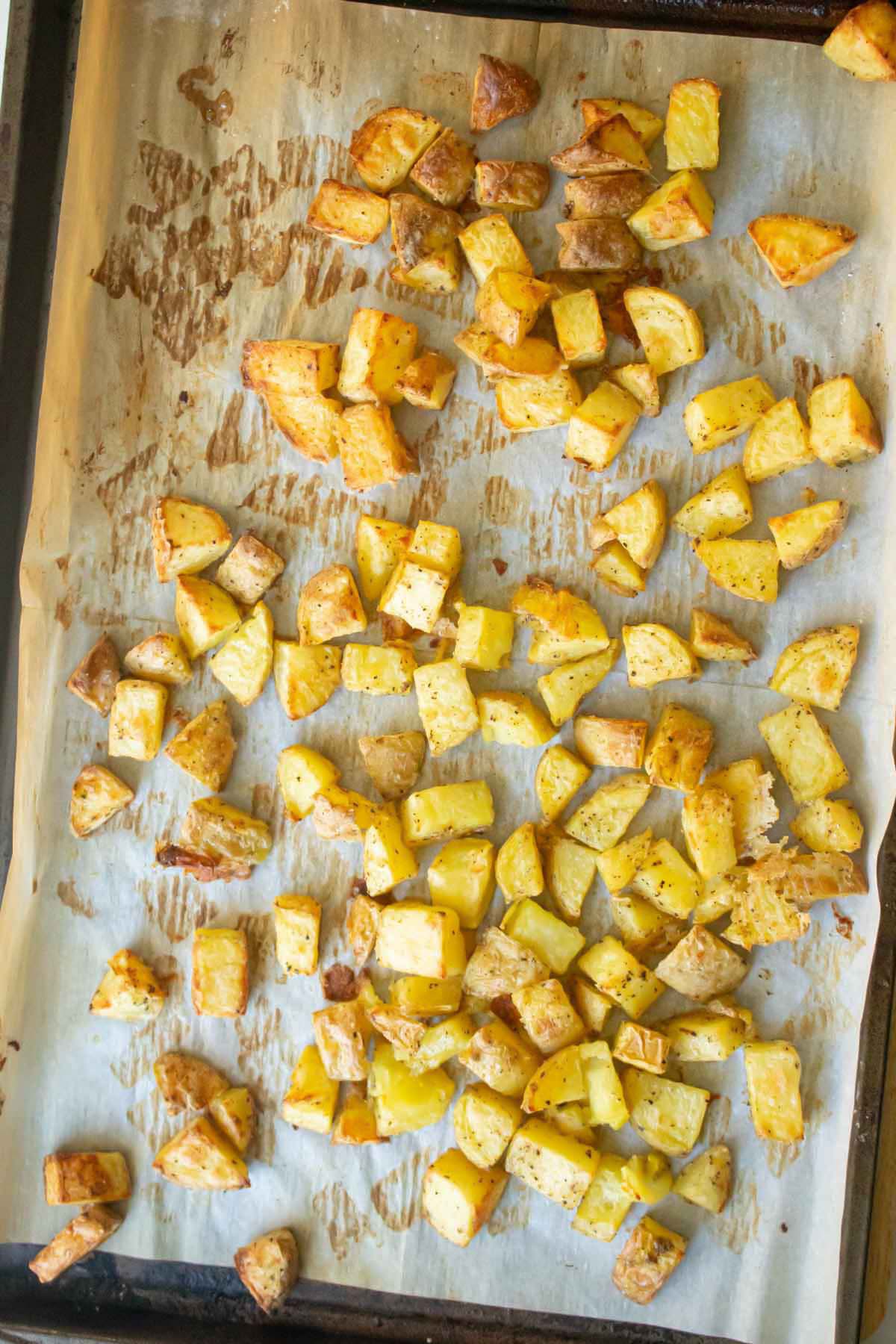 crispy potatoes after roasting