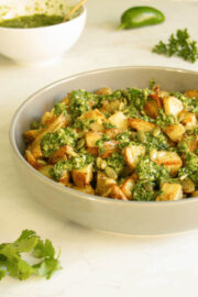 chimichurri potatoes on a serving platter