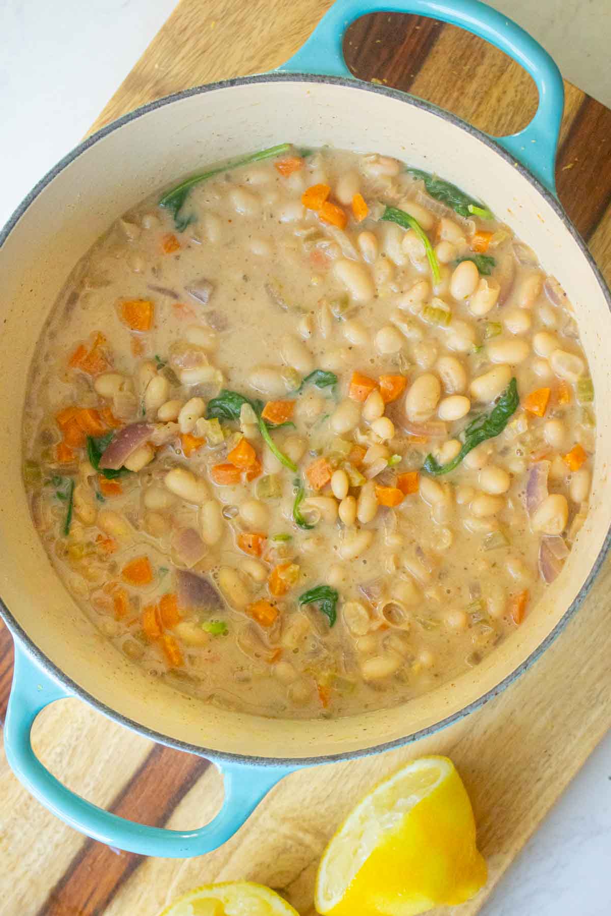 pot of lemon white bean soup