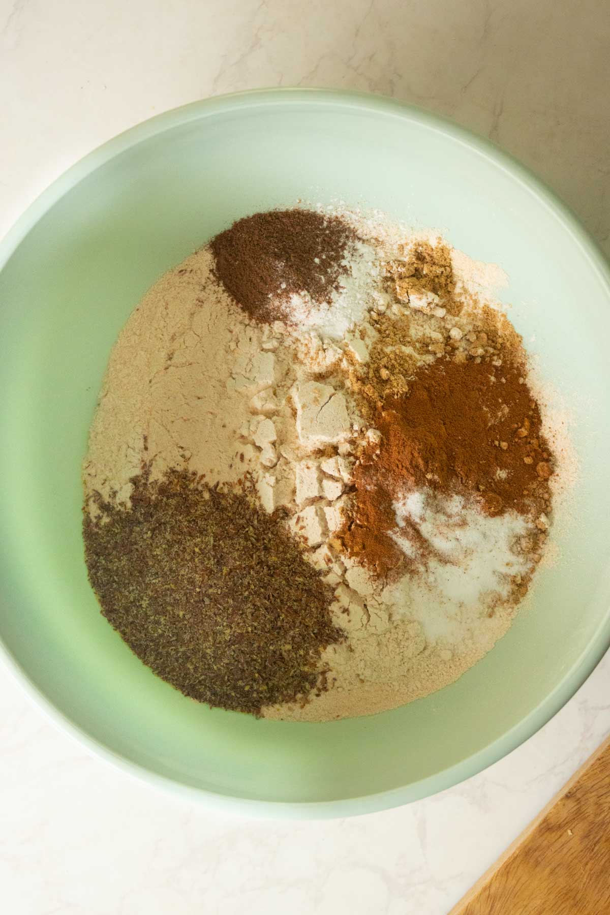 dry ingredients in the bowl before mixing