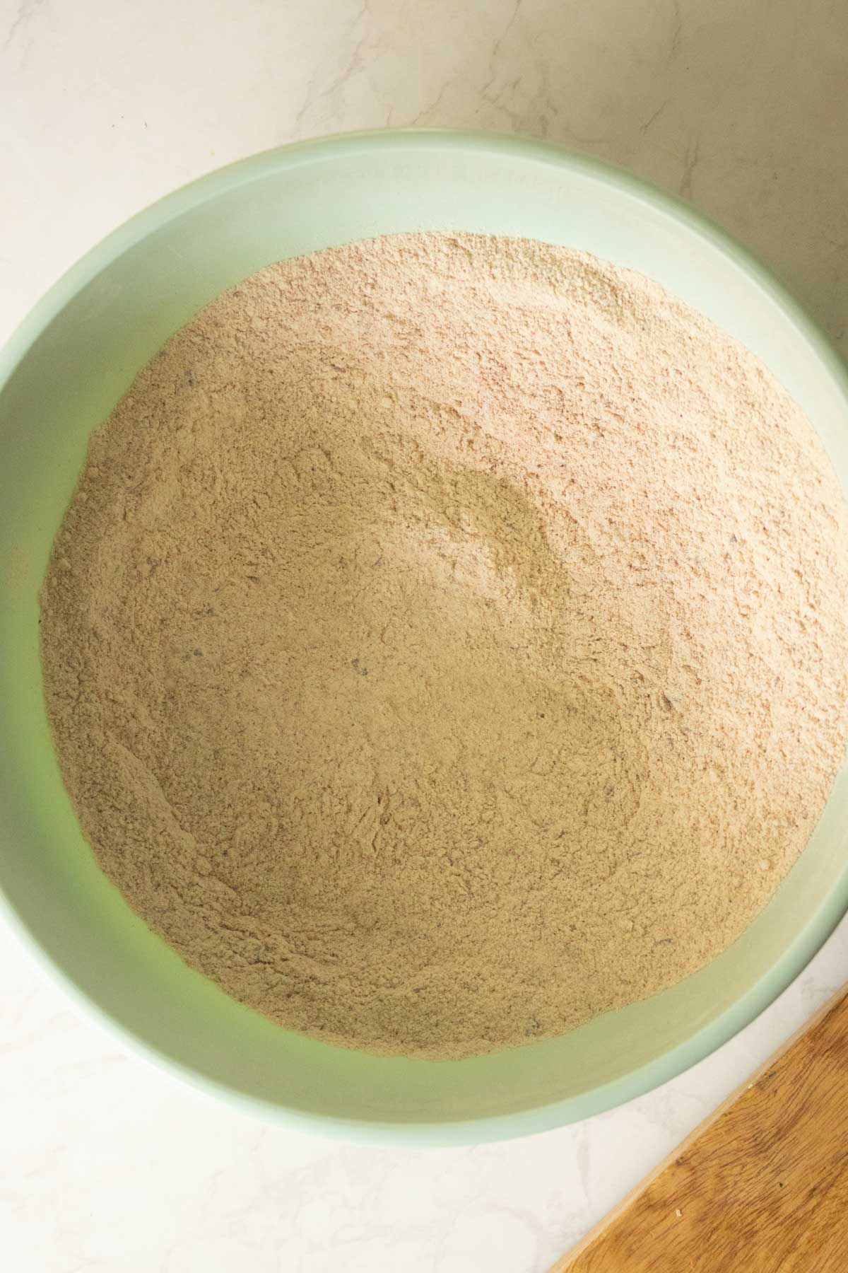 dry ingredients in the bowl after mixing