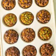 pumpkin banana bread muffins in the muffin tin after baking