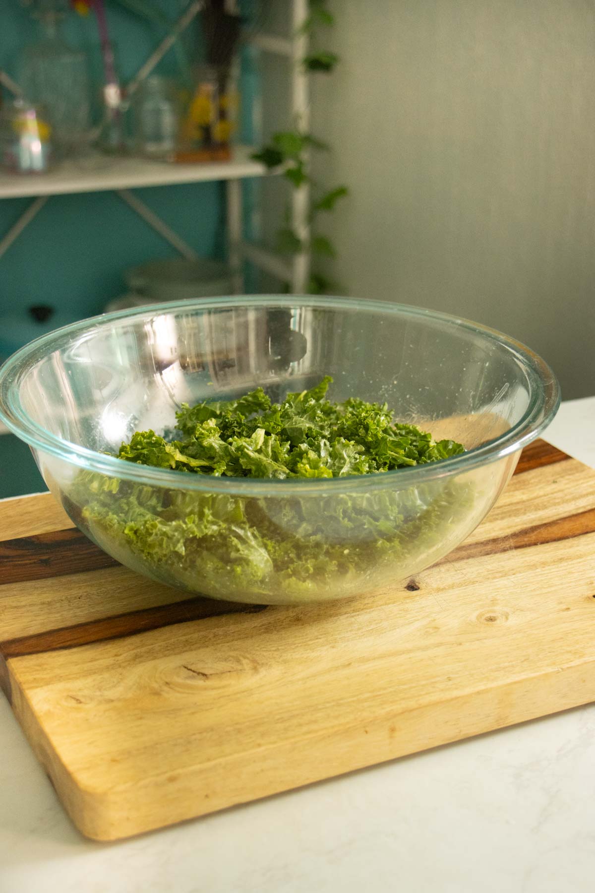 bowl of kale after massaging