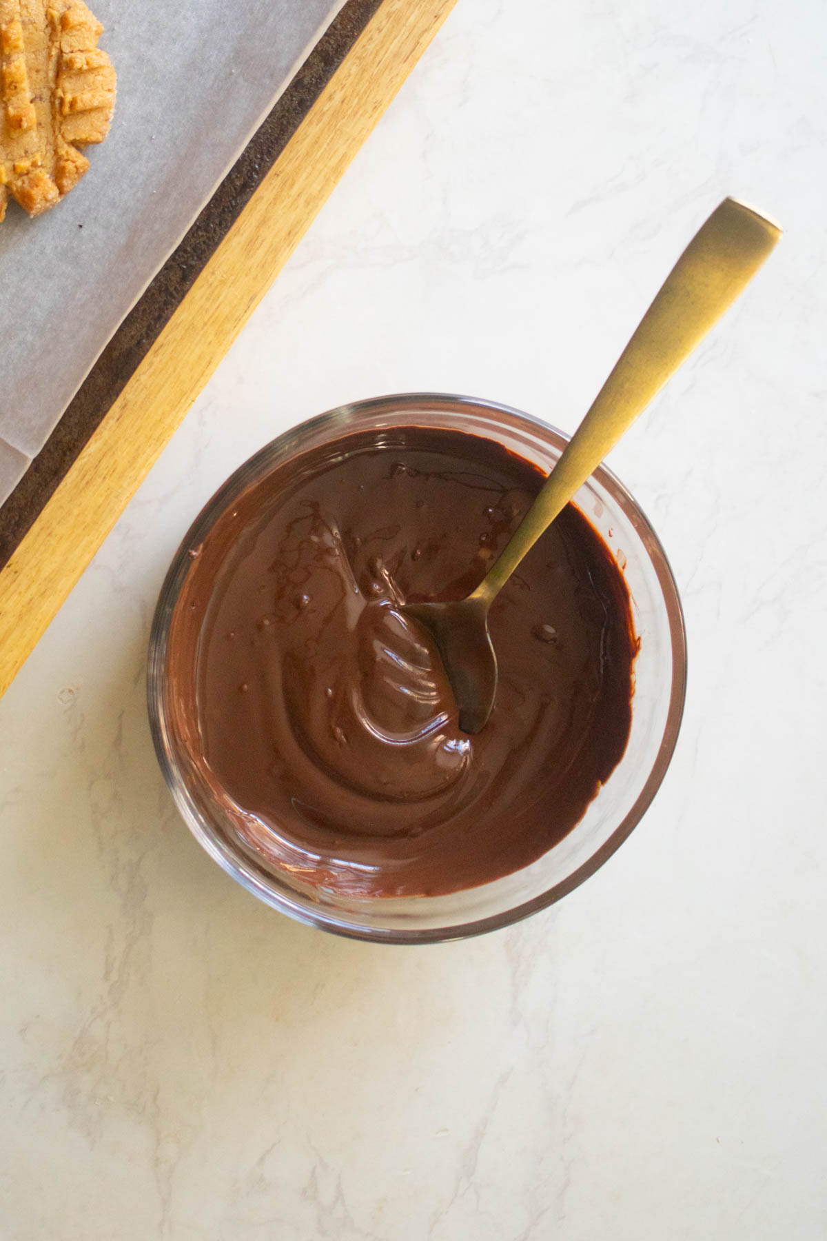 bowl of melted vegan chocolate chips