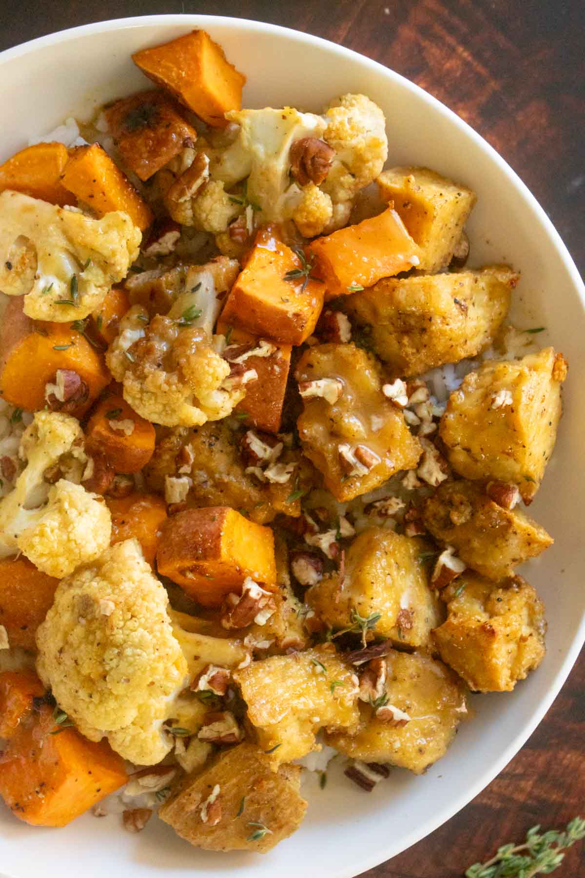 close-up of the fall dinner in a bowl